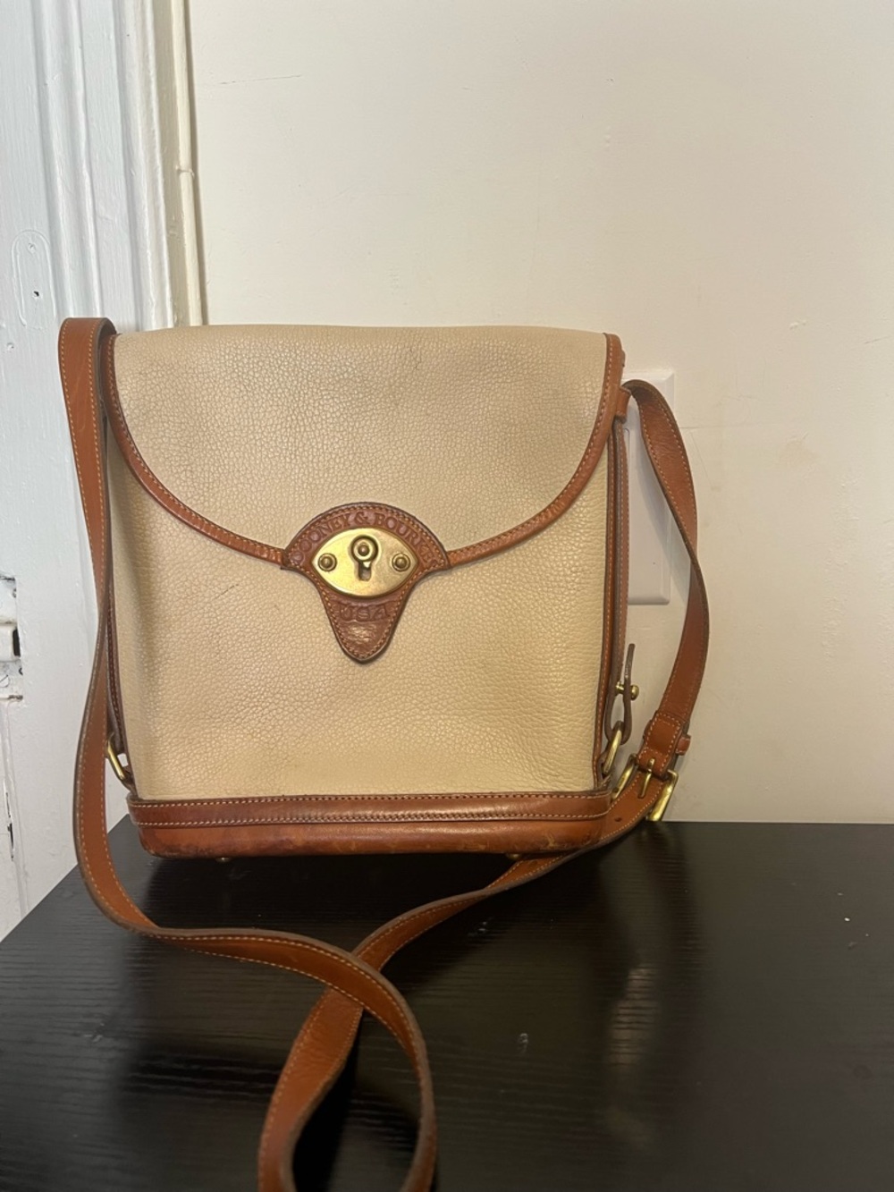 Vintage Dooney & Bourke AWL Cavalry Crossbody Bone Tan (B117142)